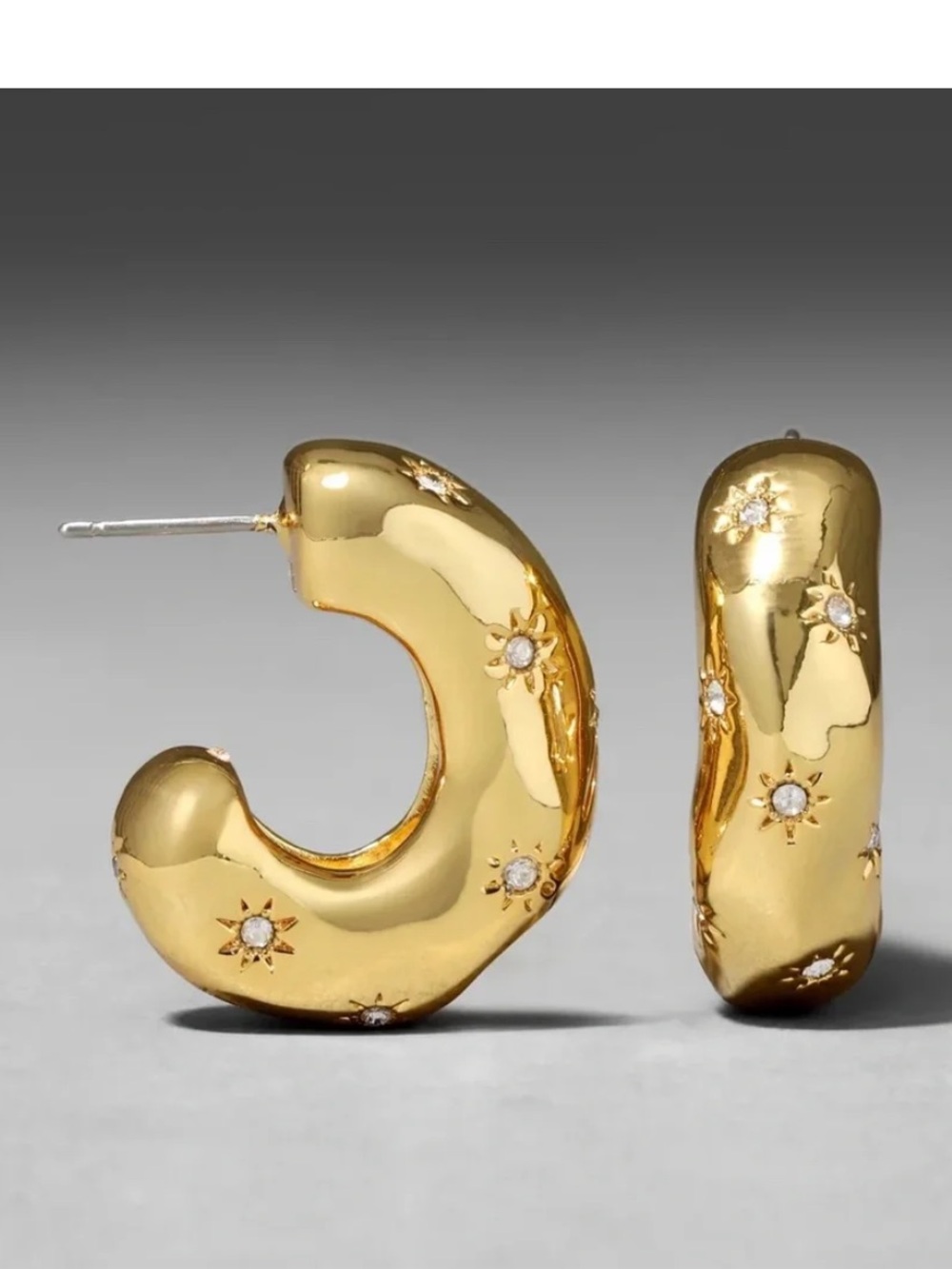 ALEXIS BITTAR • Puffy Starburst Molten Gold Huggies Hoop Earrings